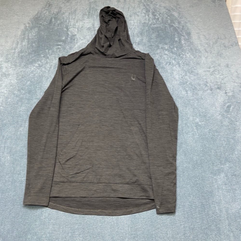 Spyder Active Hoodie Mens Medium Charcoal Gray Stretch Logo Long Sleeve Casual